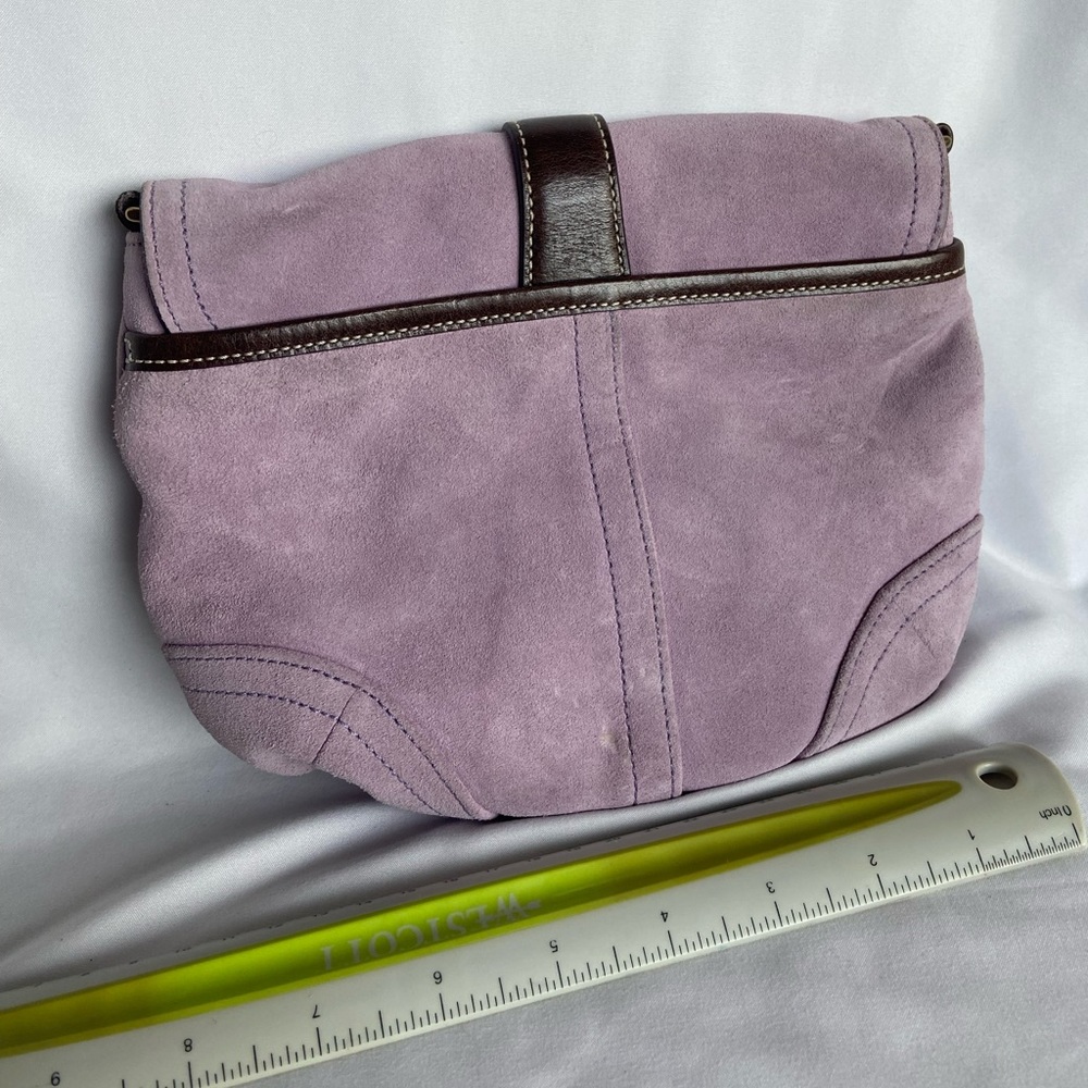 COACH lavender Suede Brown Purple Purse 4743 - Picture 4 of 13